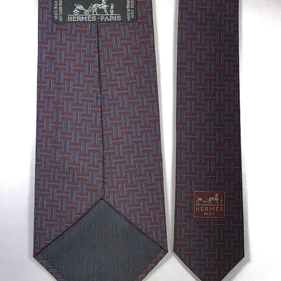 Hermès Tie | Heavy Silk | Burgundy | Pre-1970 | Ultra Rare | Immaculate Conditio - Picture 3 of 3